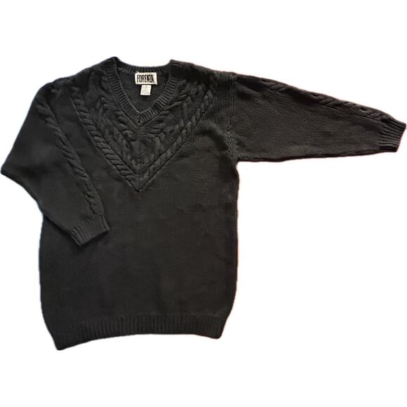 Vintage Cable Knit V-neck Sweater (L) Heavy: 80’s/90s/Y2K Preppy Grunge Grandma - Picture 1 of 10